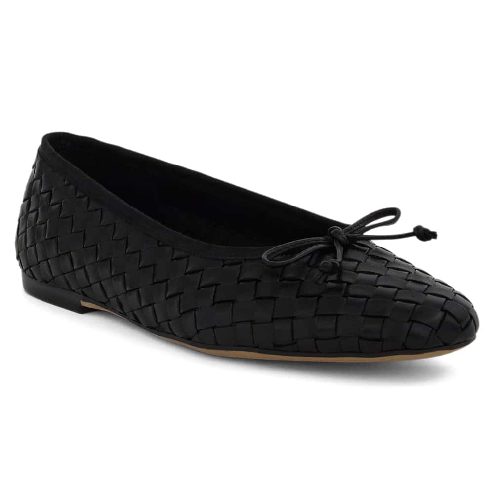 Ruthie Ballet Flat in Black Leather