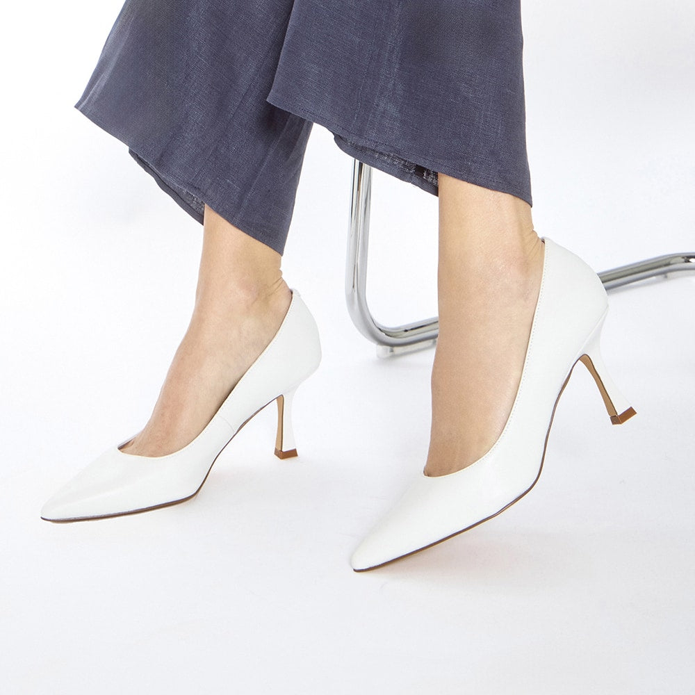 Amaya Heel in White Leather