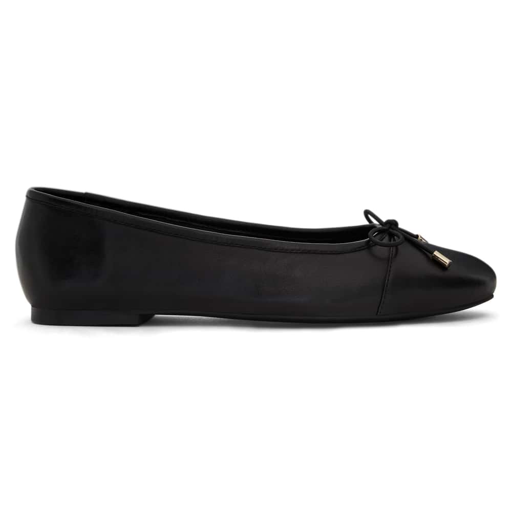Ariel Ballet Flat in Black Leather