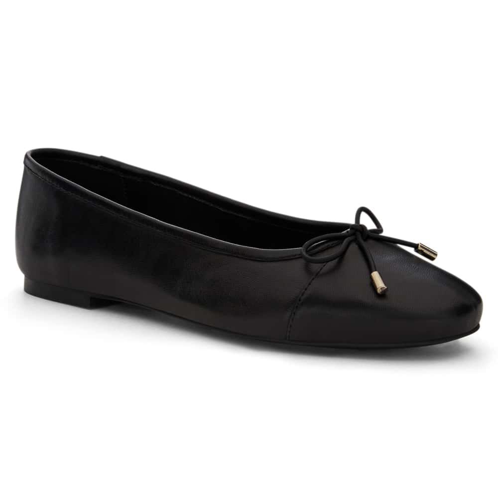 Ariel Ballet Flat in Black Leather