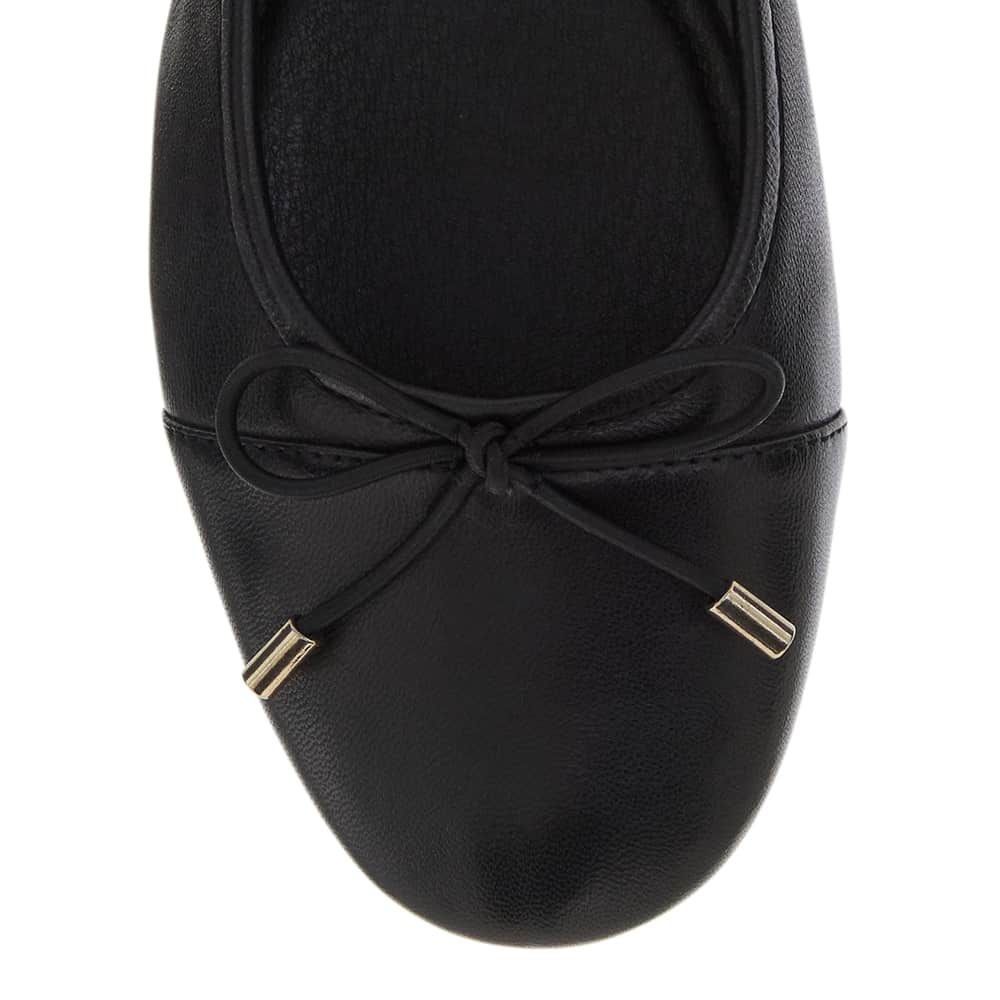 Ariel Ballet Flat in Black Leather