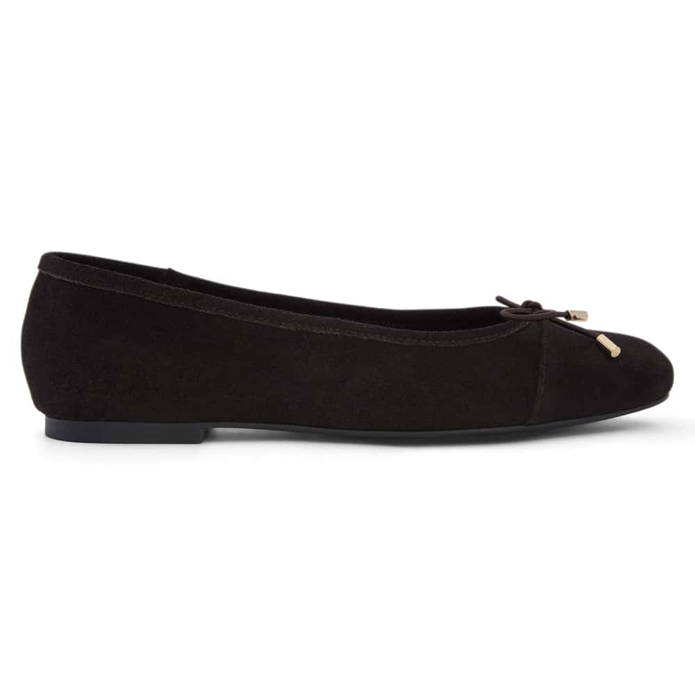 Ariel Ballet Flat in Chocolate  Suede
