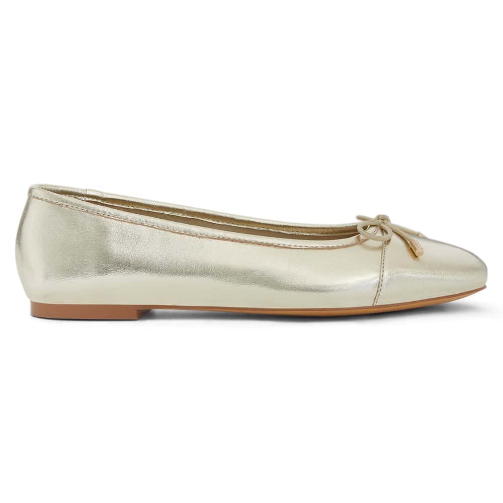 Ariel Ballet Flat in Gold Metallic Leather