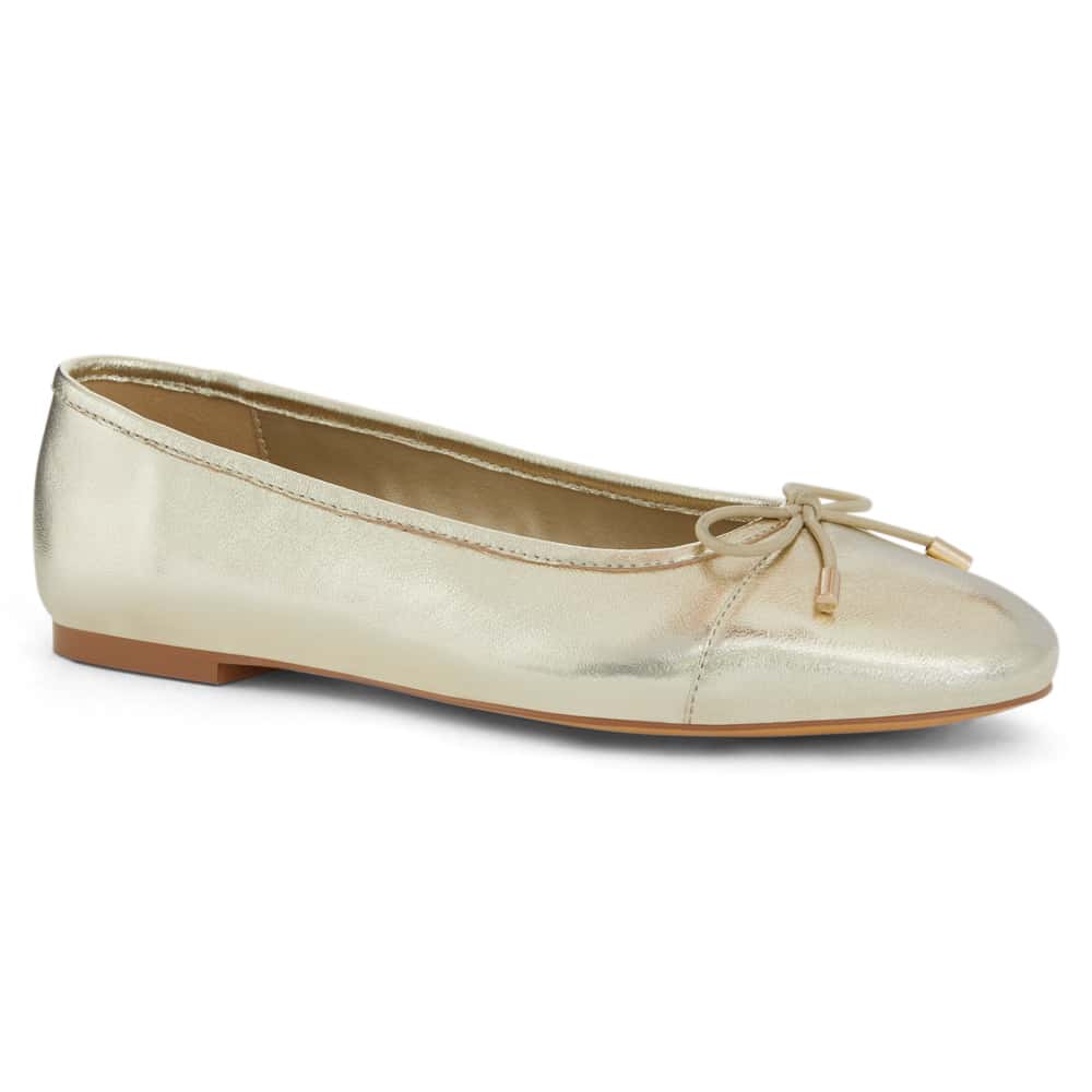 Ariel Ballet Flat in Gold Metallic Leather