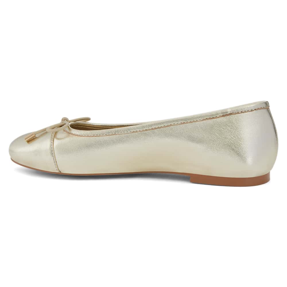 Ariel Ballet Flat in Gold Metallic Leather