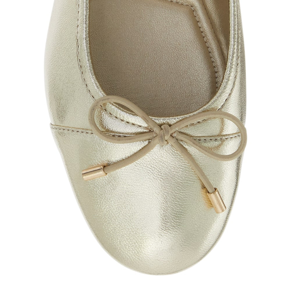 Ariel Ballet Flat in Gold Metallic Leather