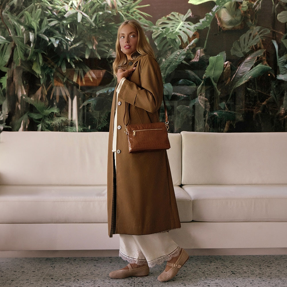 Asha Bag in Tan Croc Croc
