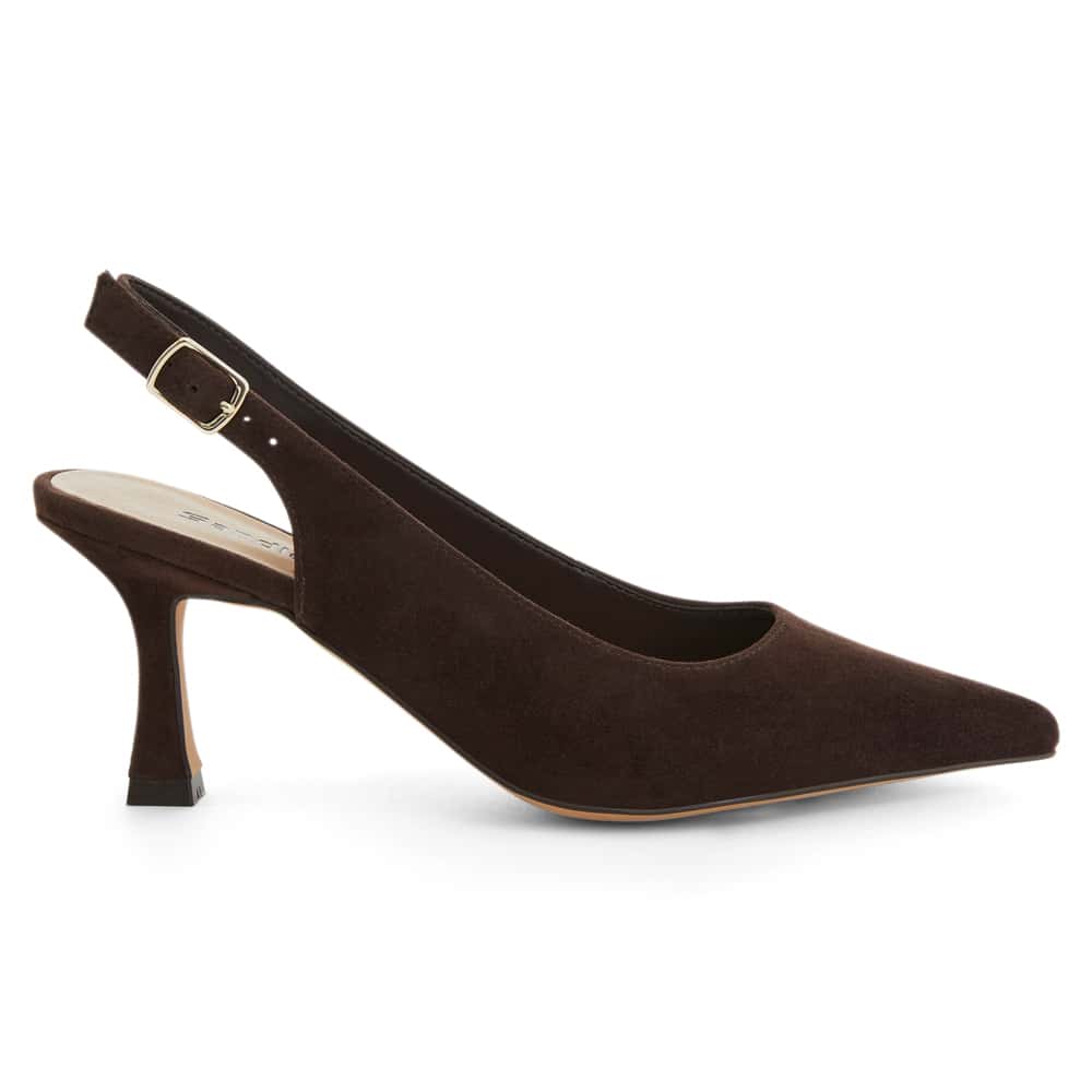 Astrid Heel in Chocolate  Suede