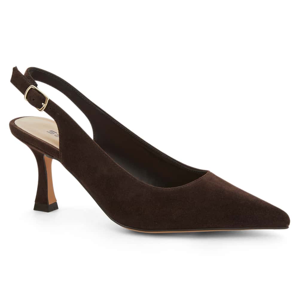 Astrid Heel in Chocolate  Suede