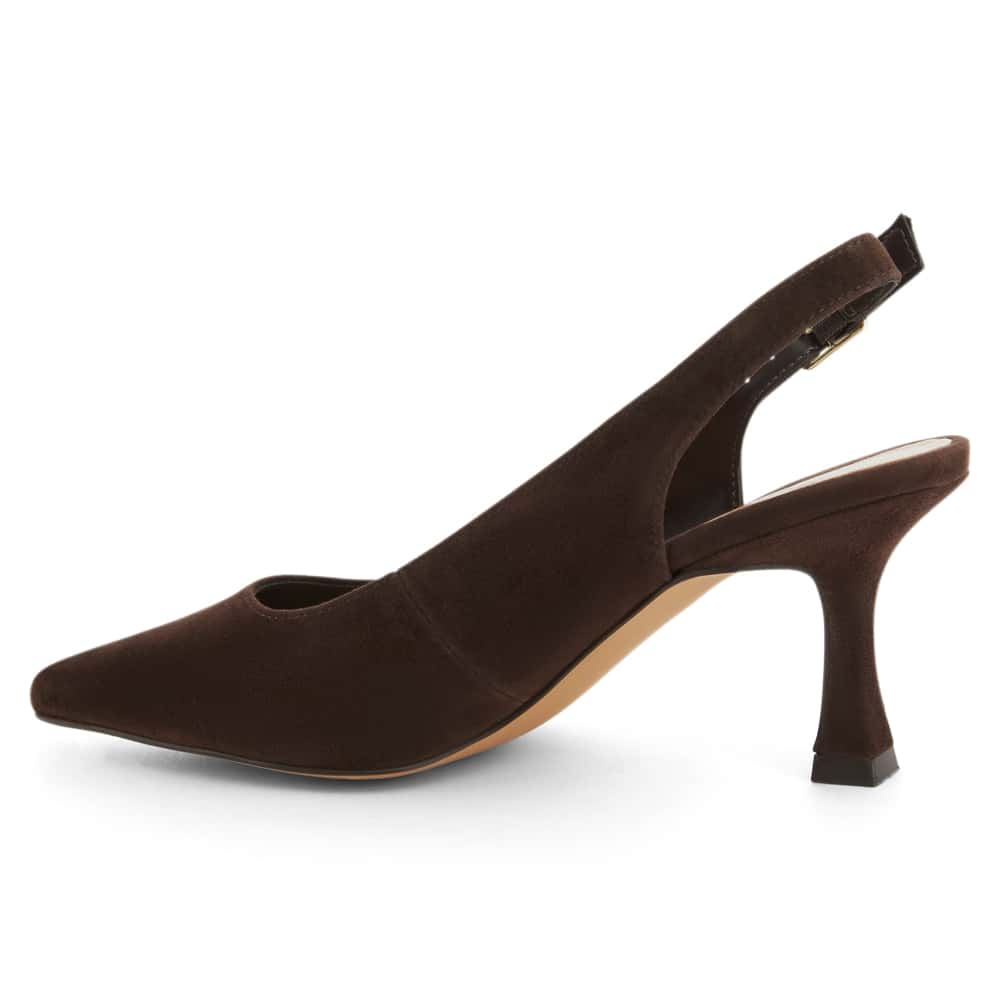 Astrid Heel in Chocolate  Suede