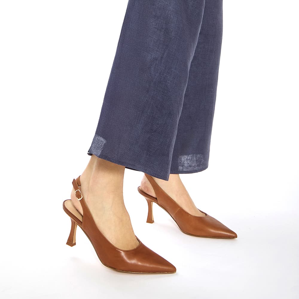Astrid Heel in Cognac Leather