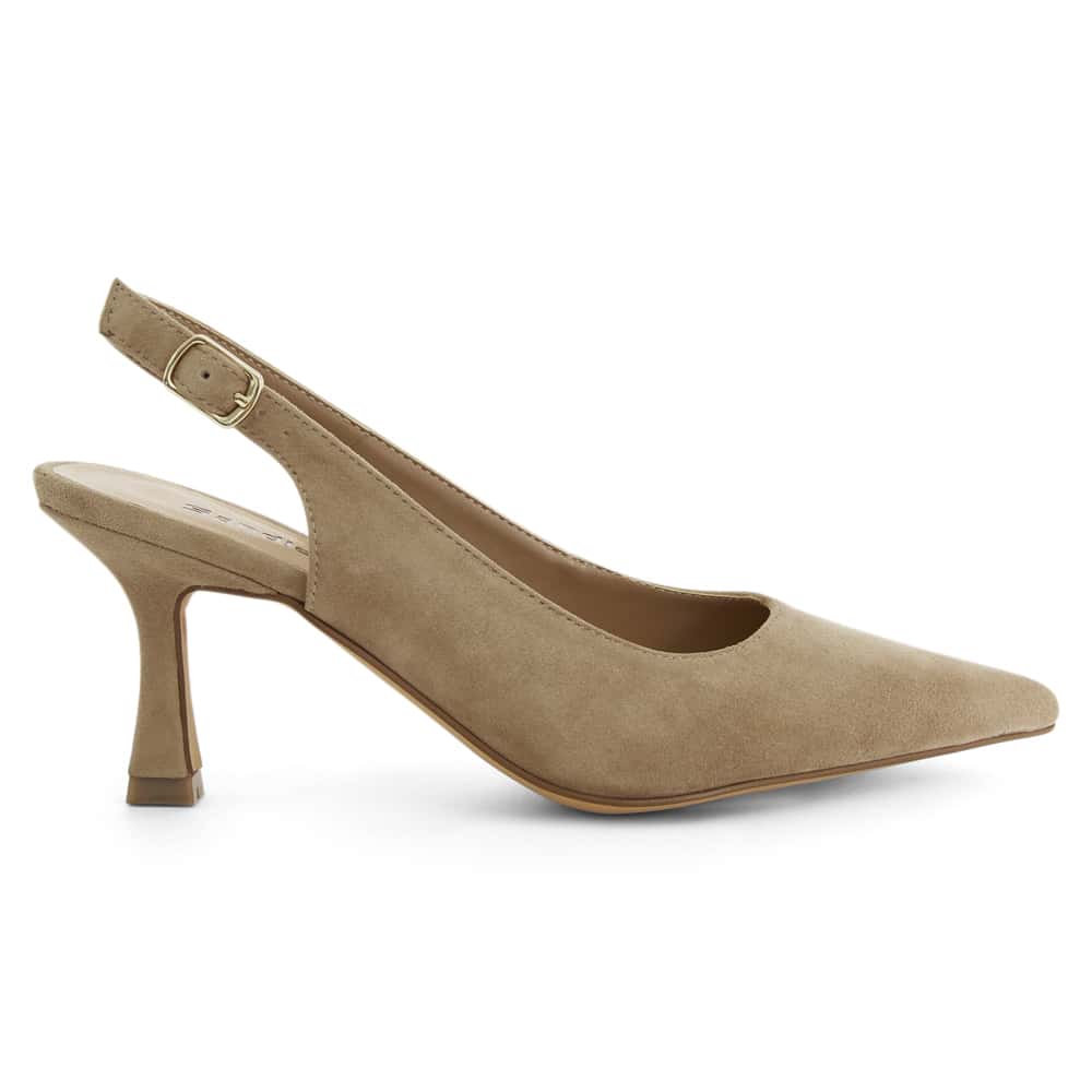 Astrid Heel in Taupe Suede