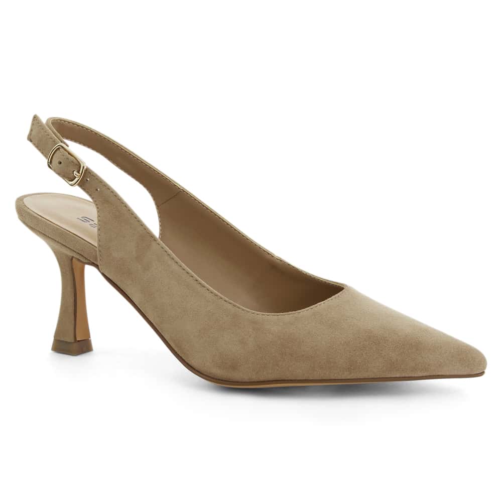Astrid Heel in Taupe Suede