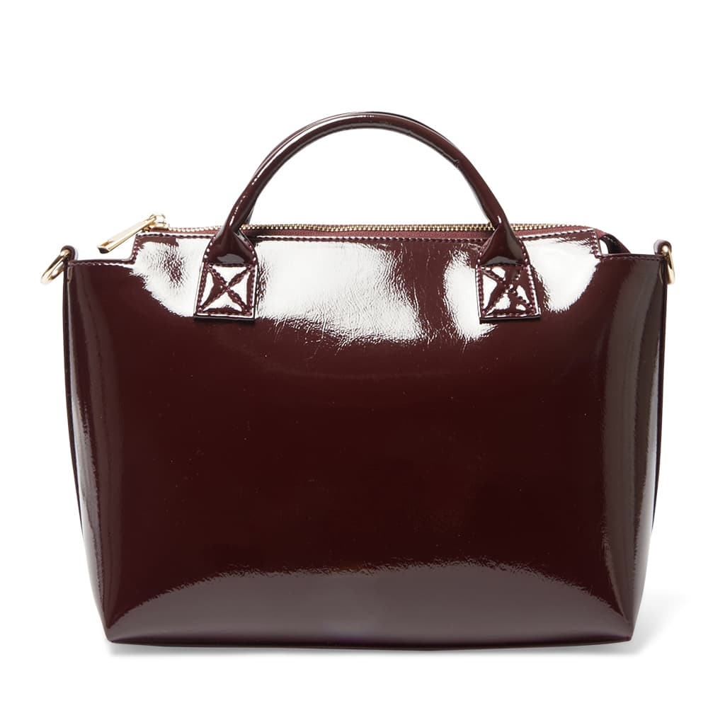 Baci Bag in Wine Crinkle Patent Patent