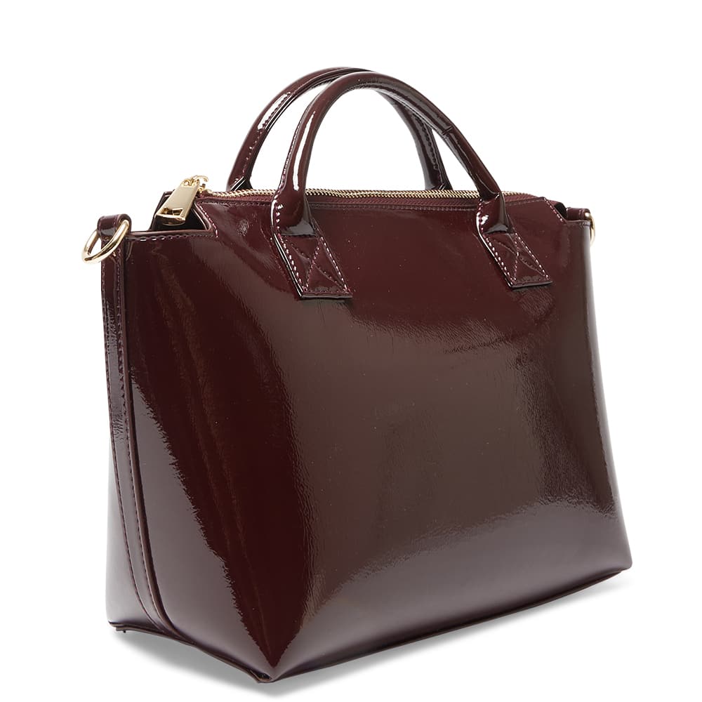 Baci Bag in Wine Crinkle Patent Patent