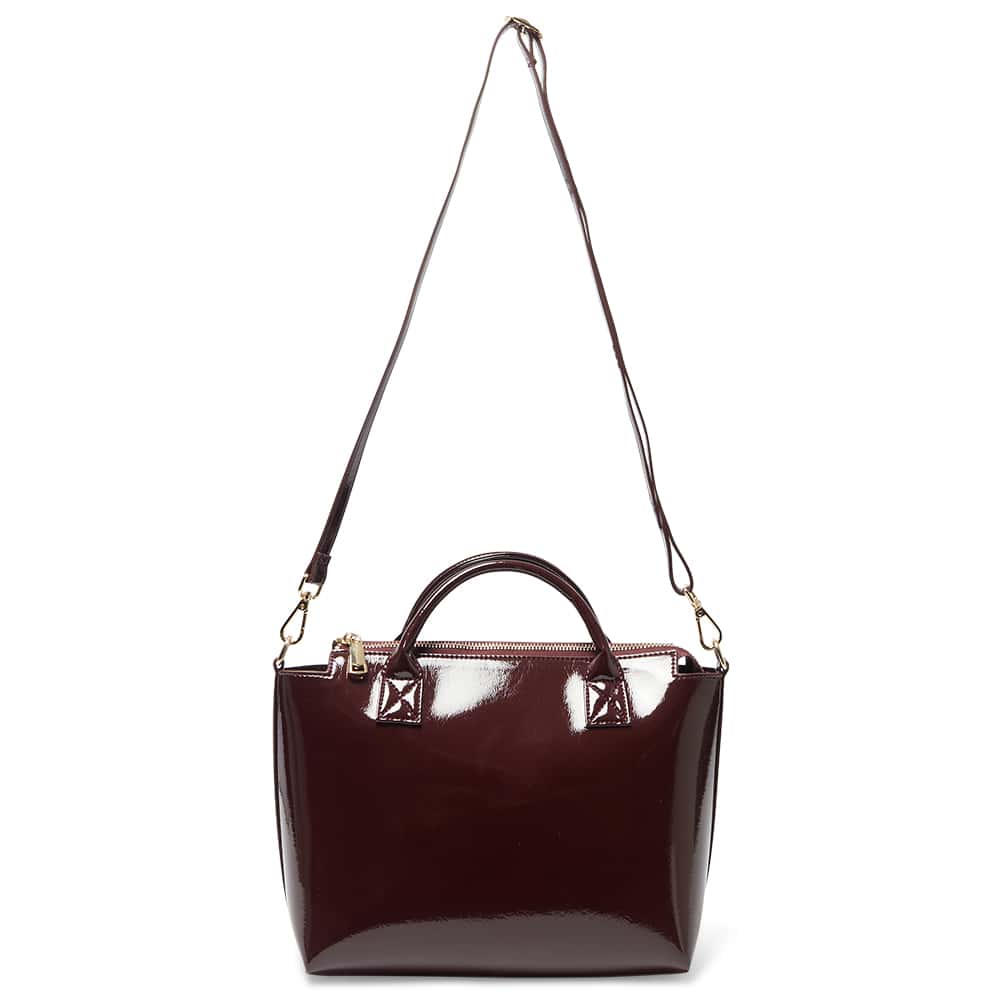 Baci Bag in Wine Crinkle Patent Patent