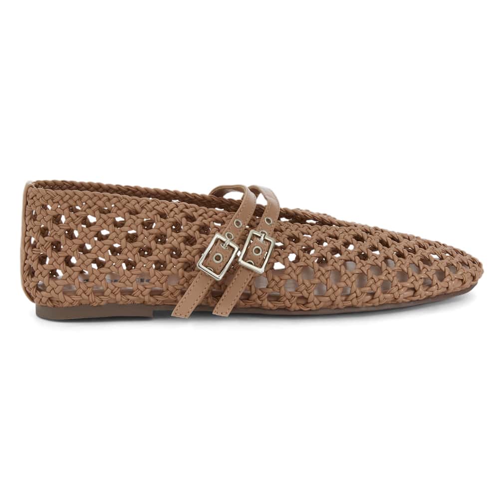 Ebony Ballet Flat in Camel Weave