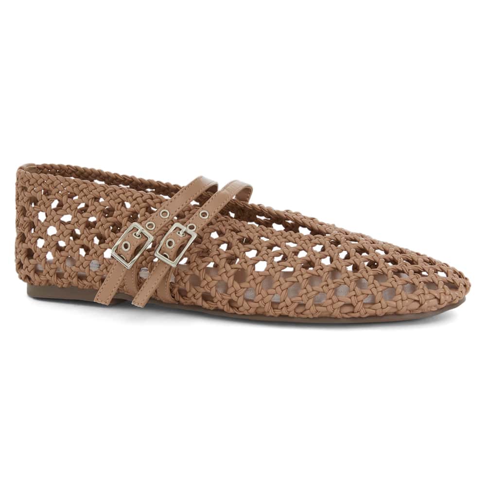 Ebony Ballet Flat in Camel Weave