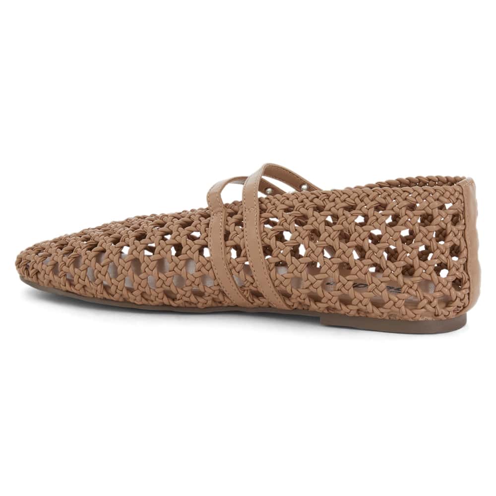 Ebony Ballet Flat in Camel Weave