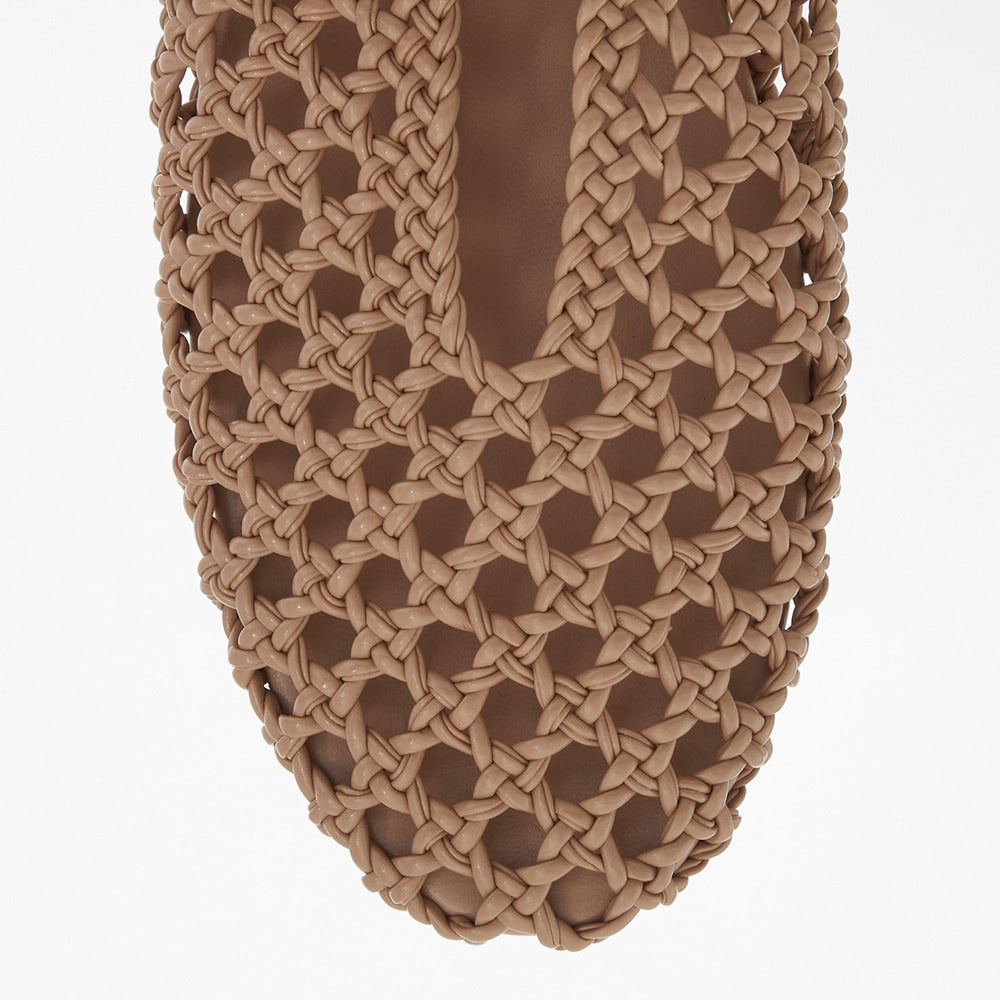 Ebony Ballet Flat in Camel Weave