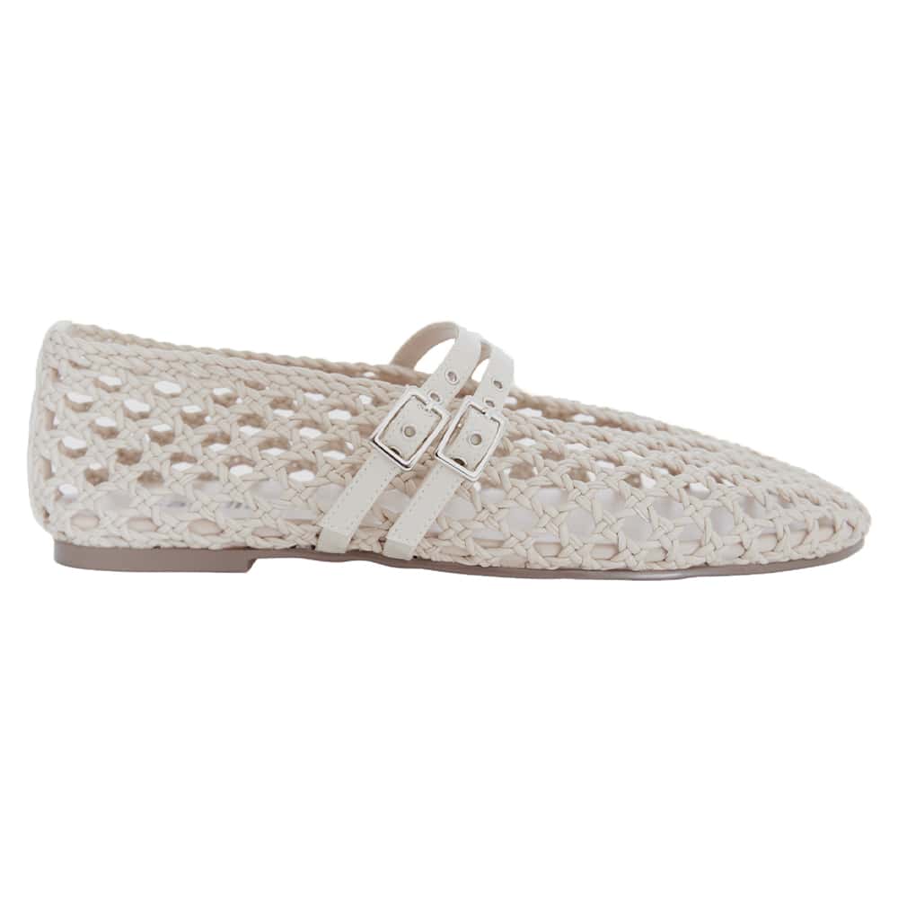 Ebony Ballet Flat in Off White