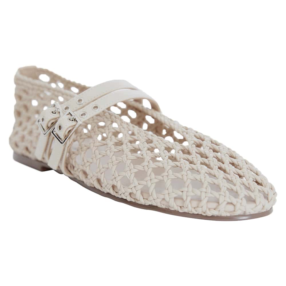 Ebony Ballet Flat in Off White