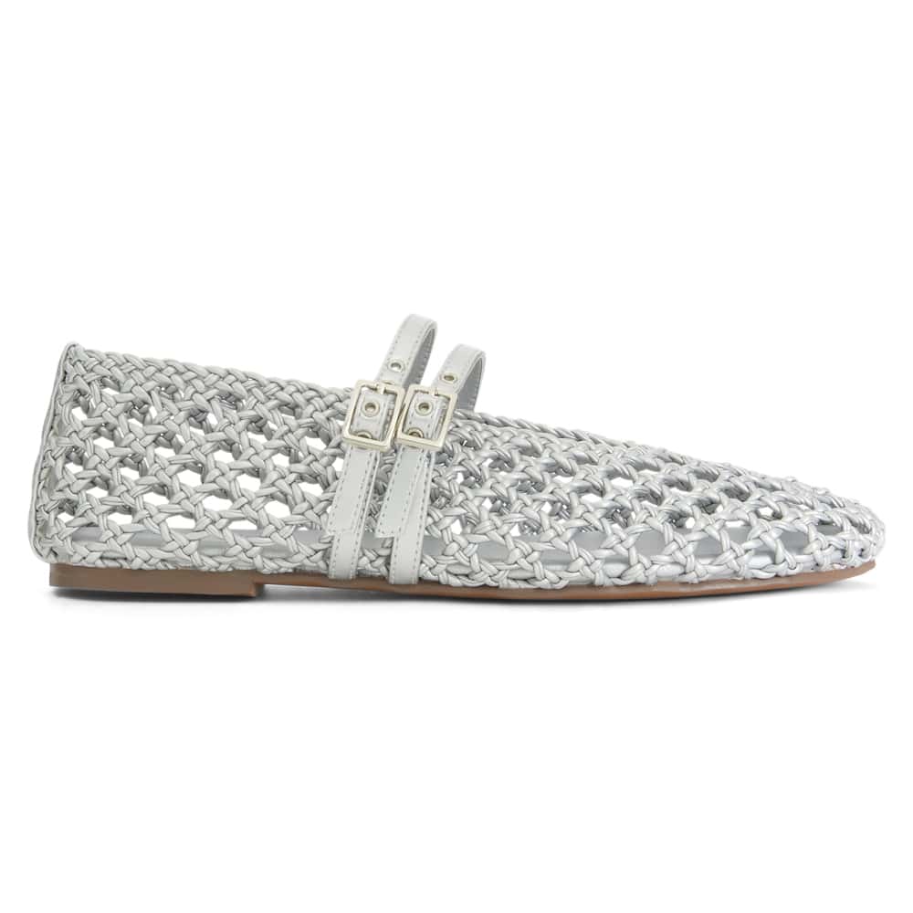 Ebony Ballet Flat in Silver