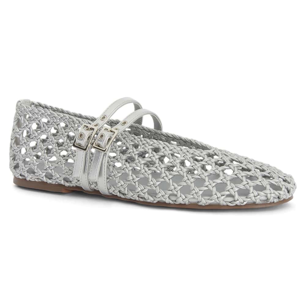 Ebony Ballet Flat in Silver