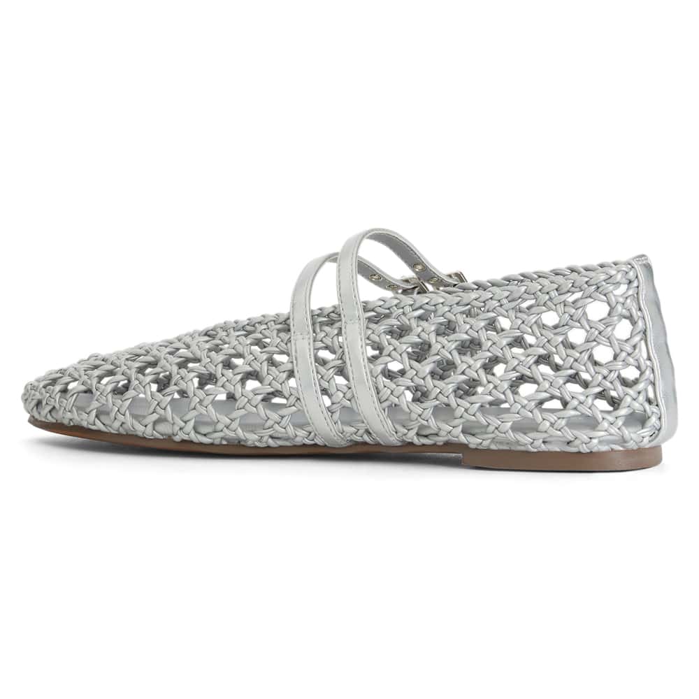 Ebony Ballet Flat in Silver