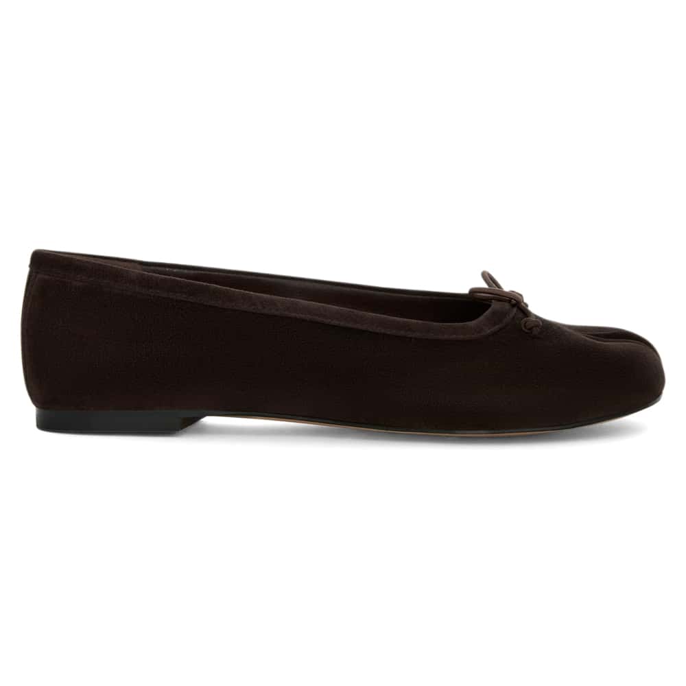 Edwina Ballet Flat in Chocolate  Suede
