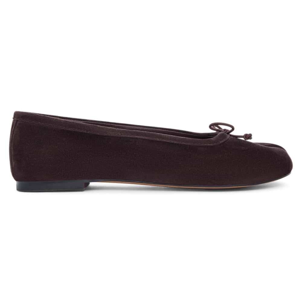 Edwina Ballet Flat in Chocolate  Suede