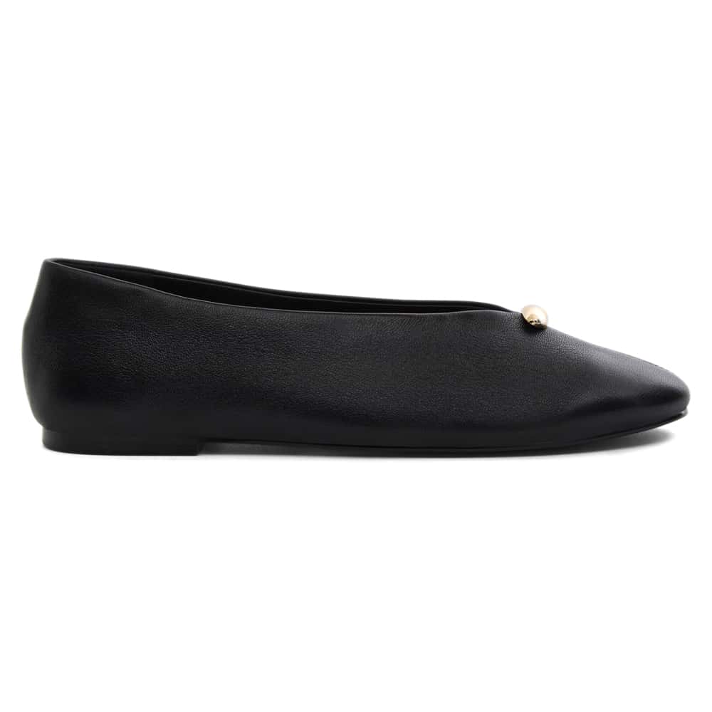 Elaine Ballet Flat in Black Leather