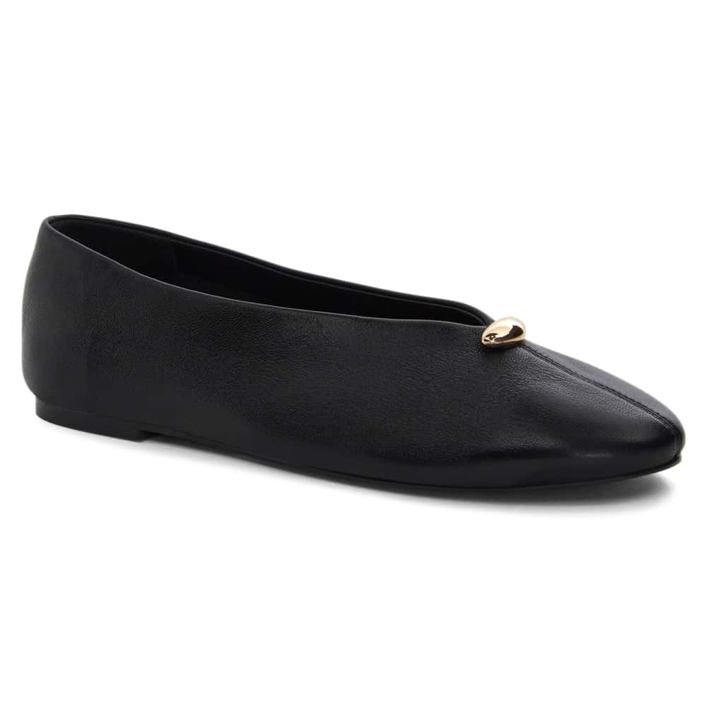 Elaine Ballet Flat in Black Leather