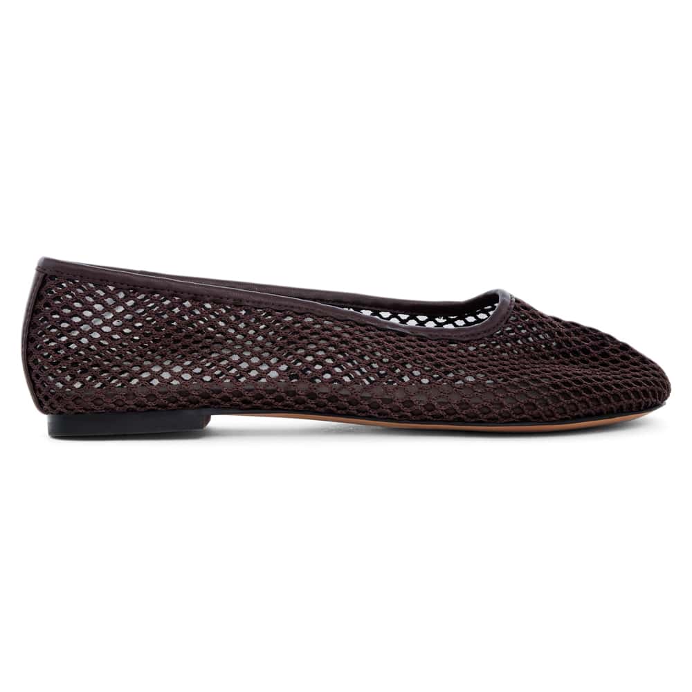 Electra Ballet Flat in Chocolate  Mesh
