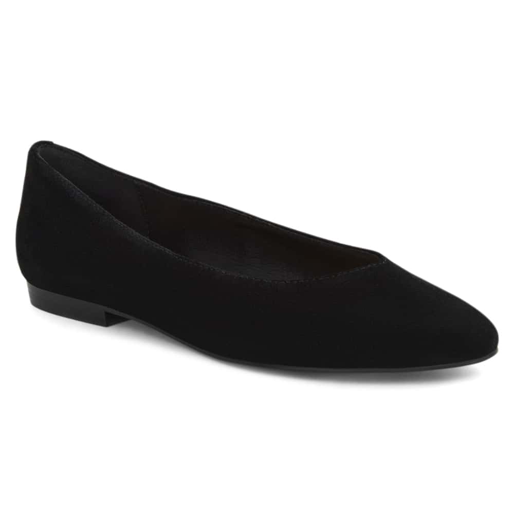 Elite Ballet Flat in Black Suede