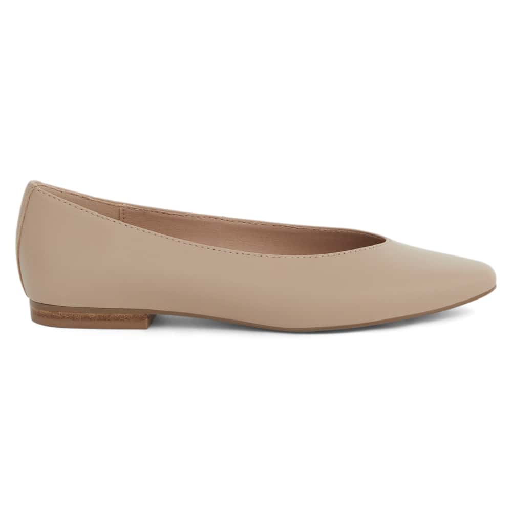 Elite Ballet Flat in Nude Leather