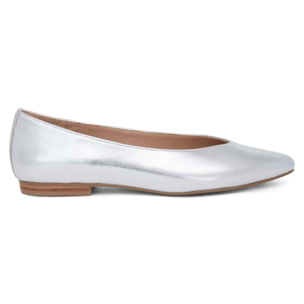Elite Ballet Flat in Silver Leather