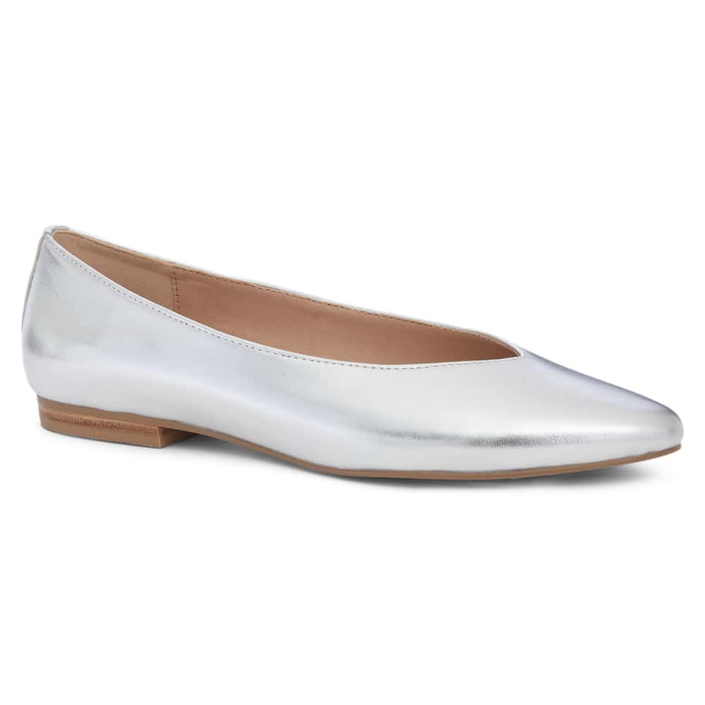 Elite Ballet Flat in Silver Leather