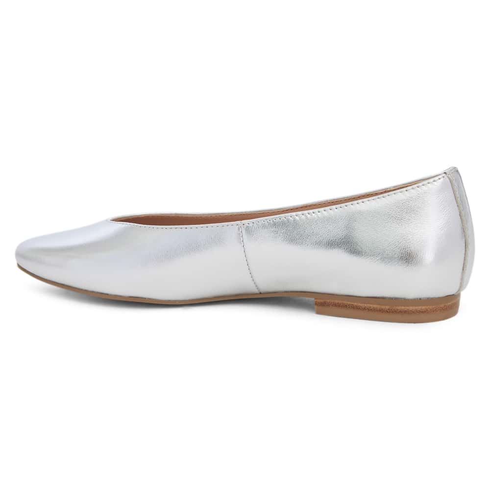 Elite Ballet Flat in Silver Leather