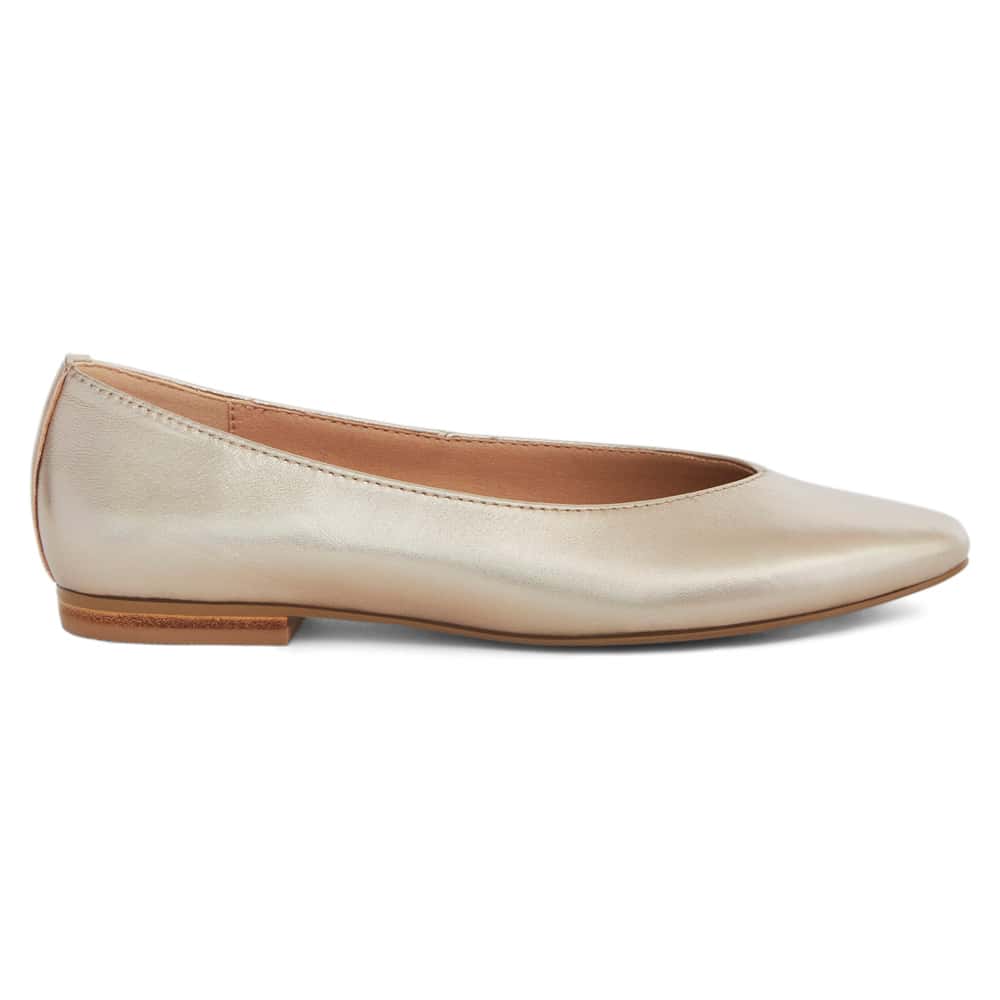 Elite Ballet Flat in Soft Gold Leather