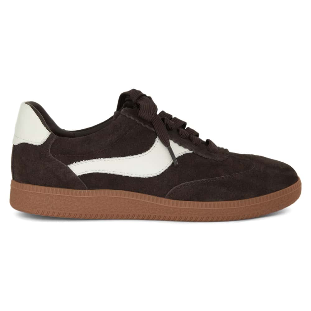 Etta Sneaker in Chocolate Suede/ White  Leather