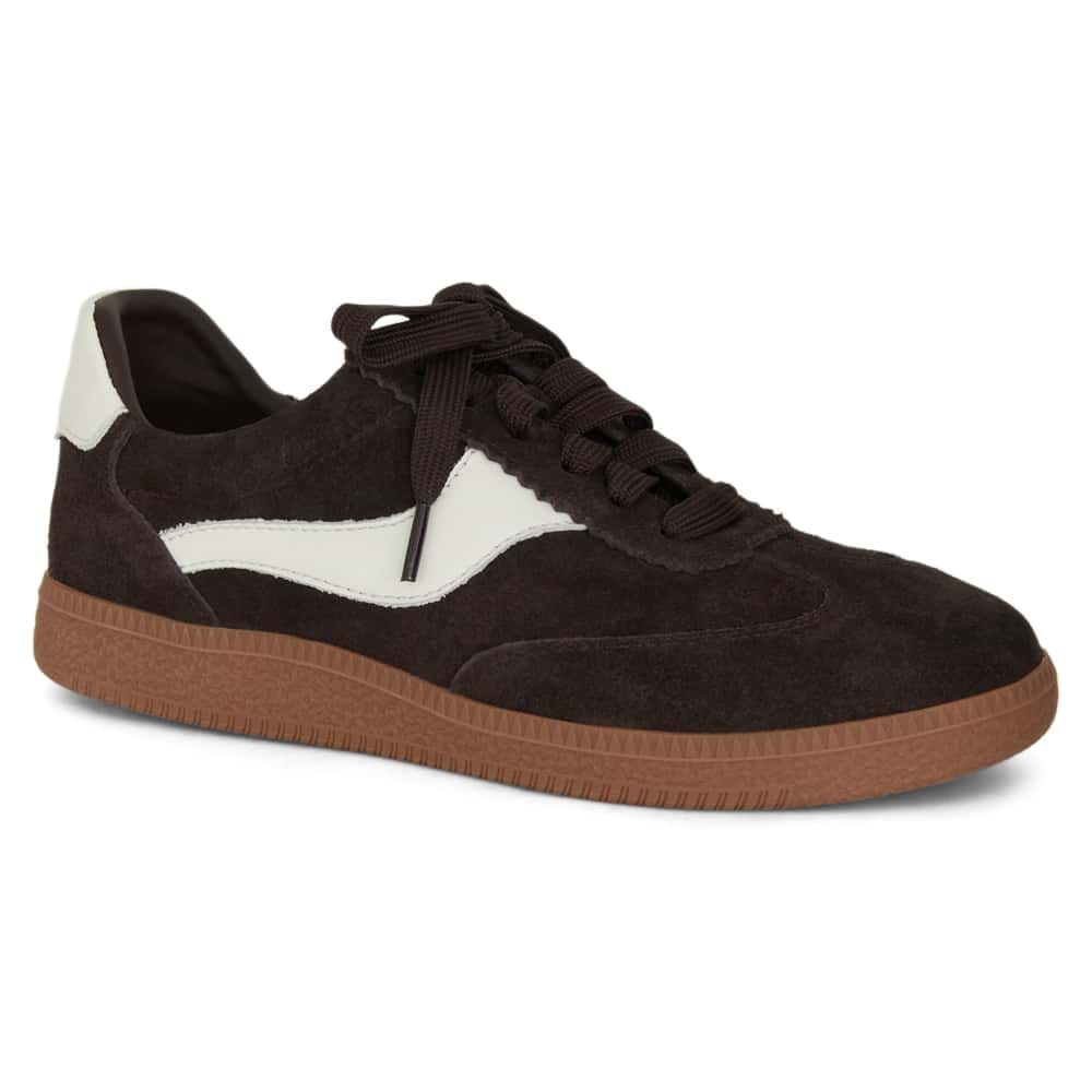 Etta Sneaker in Chocolate Suede/ White  Leather