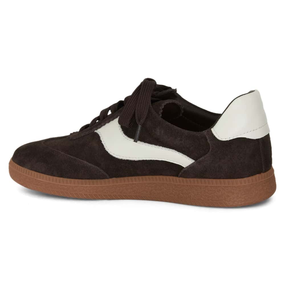 Etta Sneaker in Chocolate Suede/ White  Leather