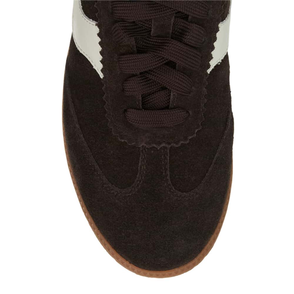 Etta Sneaker in Chocolate Suede/ White  Leather