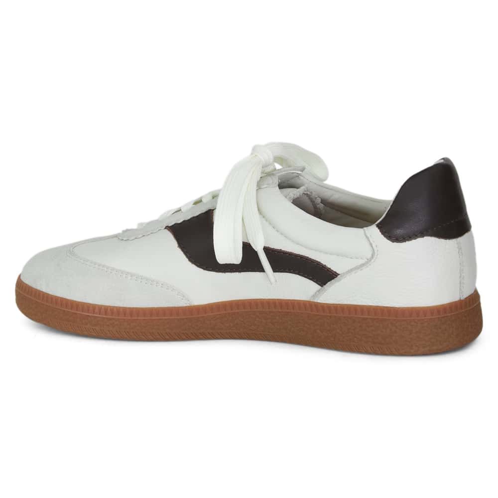 Etta Sneaker in White Glove/ Chocolate Leather