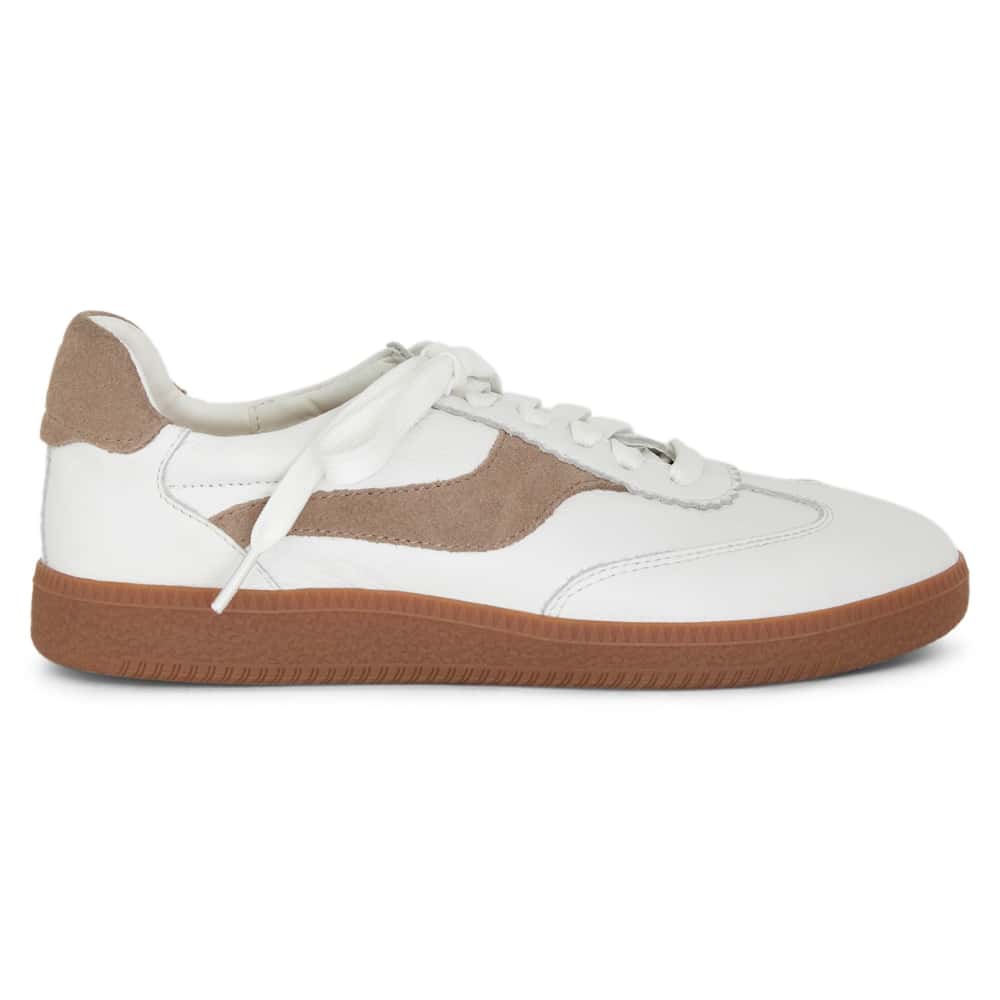Etta Sneaker in White Glove/ Taupe  Leather
