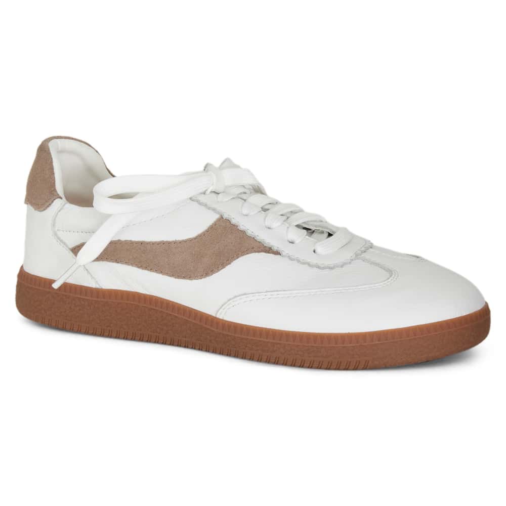 Etta Sneaker in White Glove/ Taupe  Leather