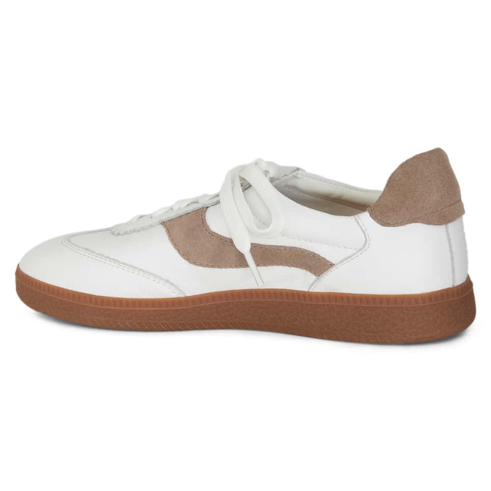 Etta Sneaker in White Glove/ Taupe  Leather