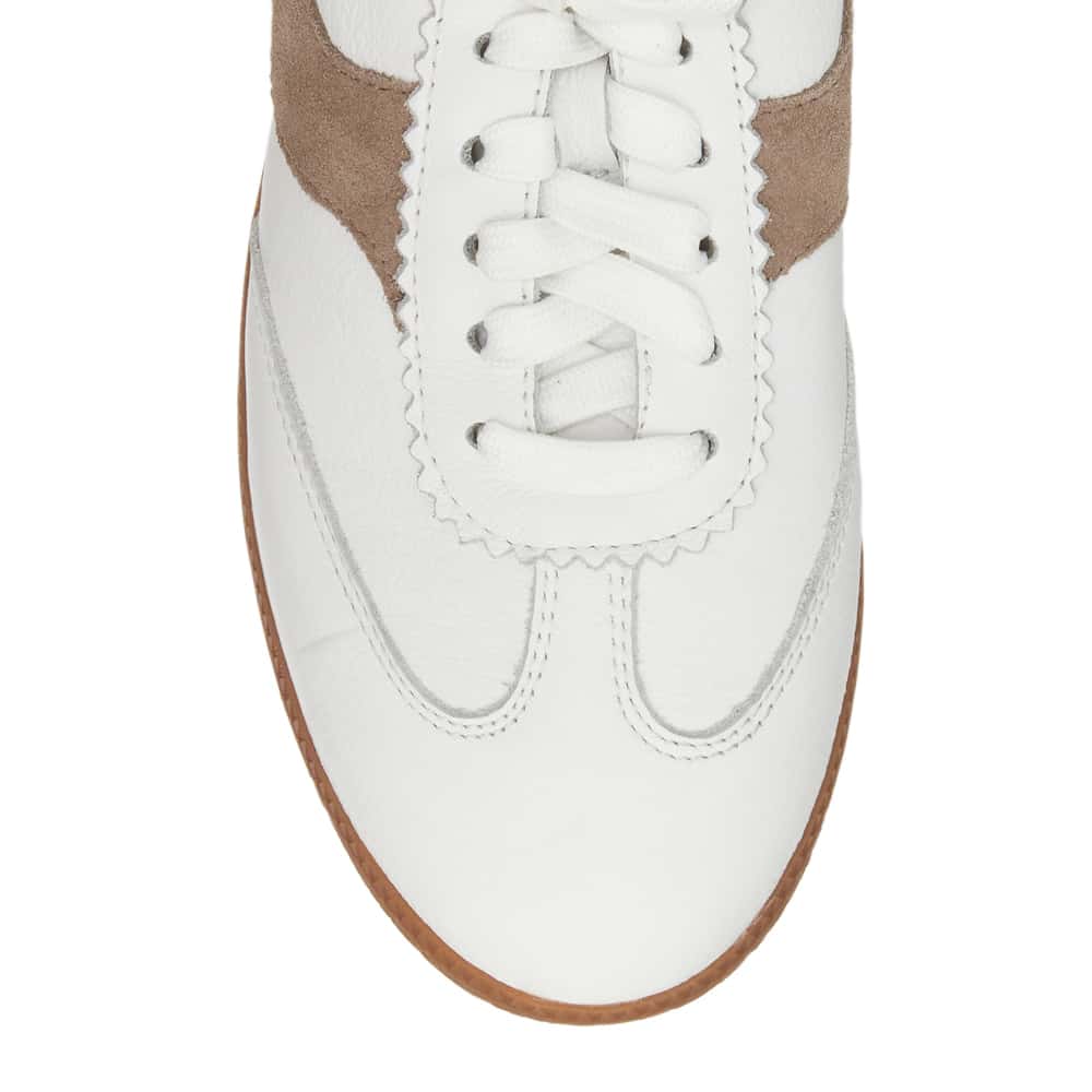 Etta Sneaker in White Glove/ Taupe  Leather