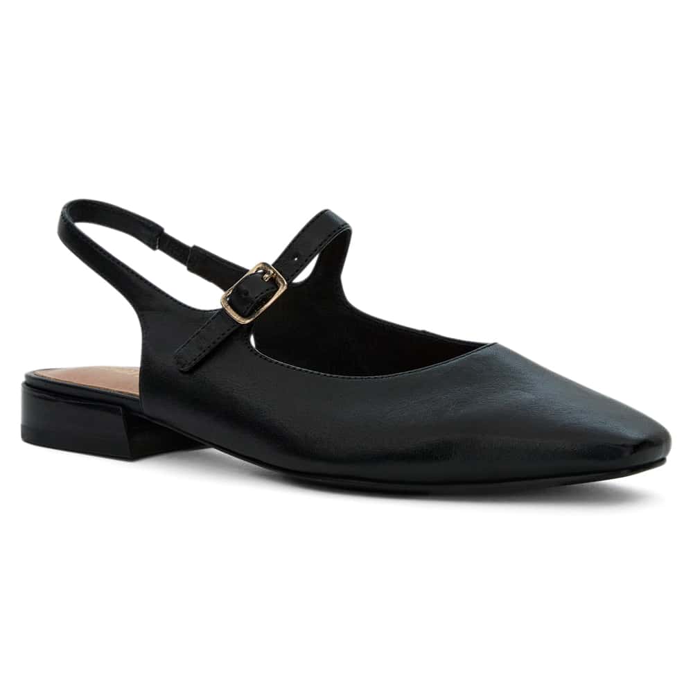 Everly Ballet Flat in Black Leather